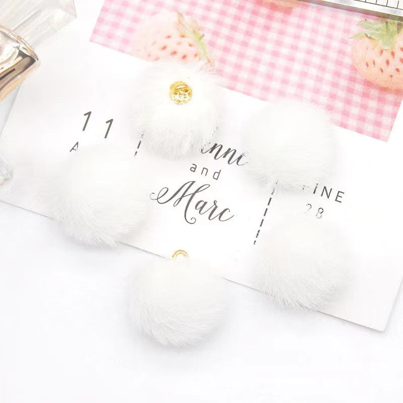 Wholesale 15MM long hair ball diy beads earrings necklace accessories